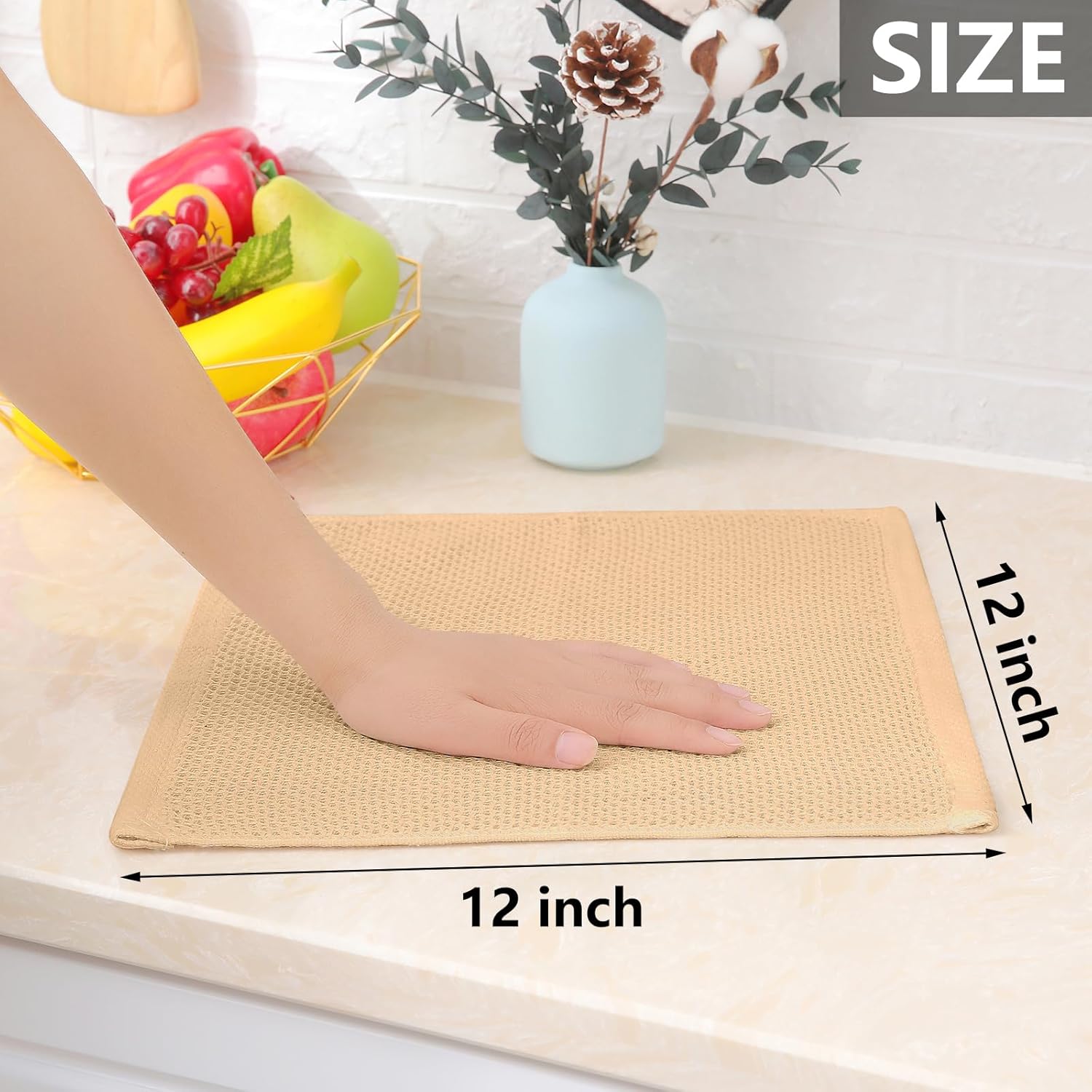 Homaxy 100% Cotton Waffle Weave Kitchen Dish Cloths, Ultra Soft Absorbent Quick Drying Dish Towels