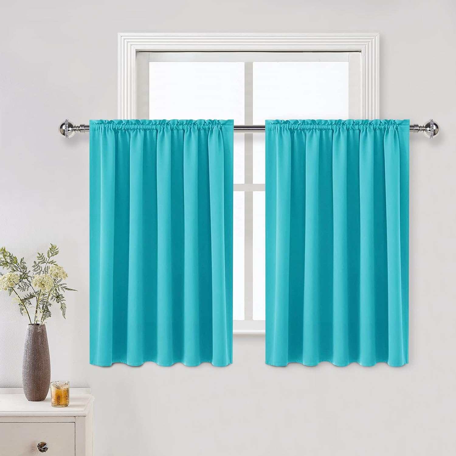 DWCN Thermal Short Blackout Curtains for Bedroom/Kitchen, Energy Saving Room Darkening Curtains for