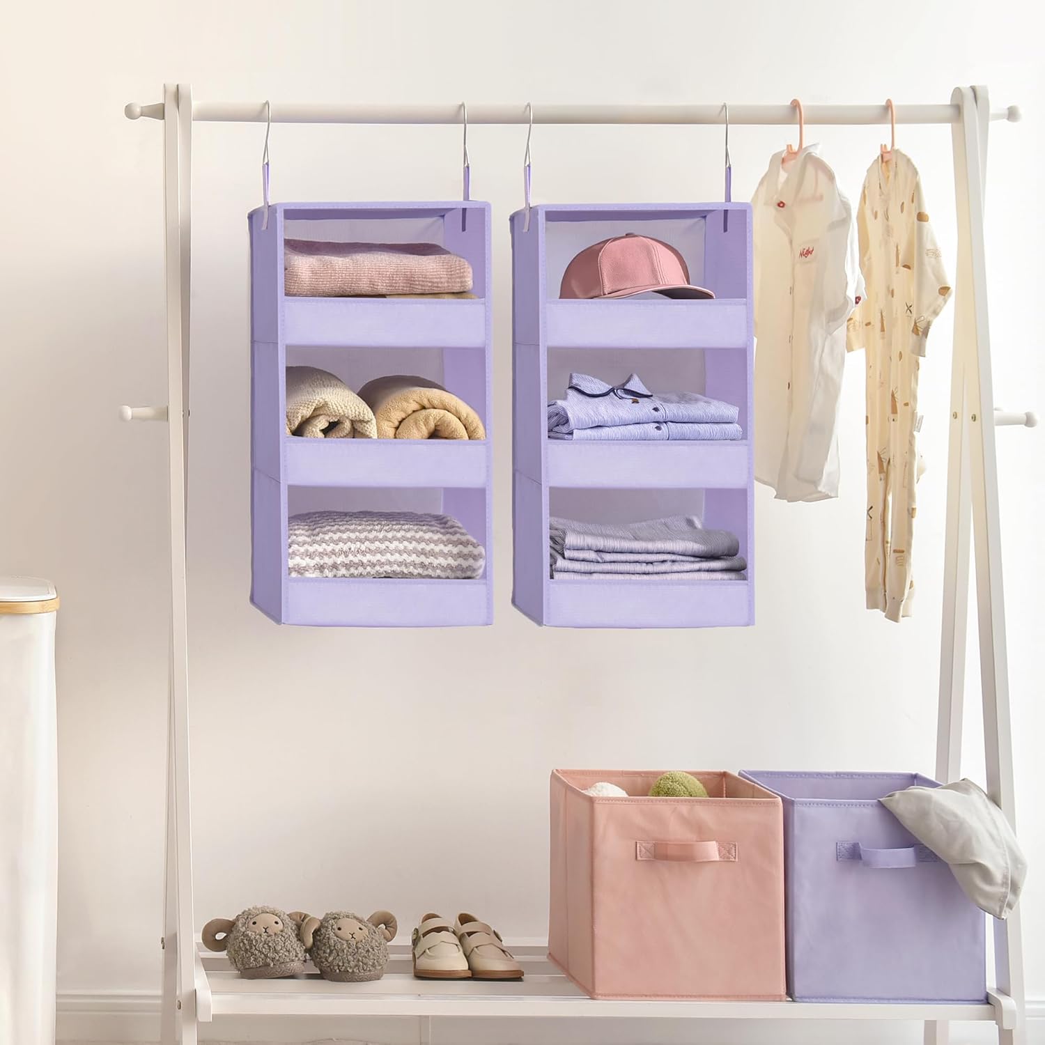 GRANNY SAYS 3 Shelf Hanging Closet Organizers and Storage, Collapsible Closet Storage Organizer