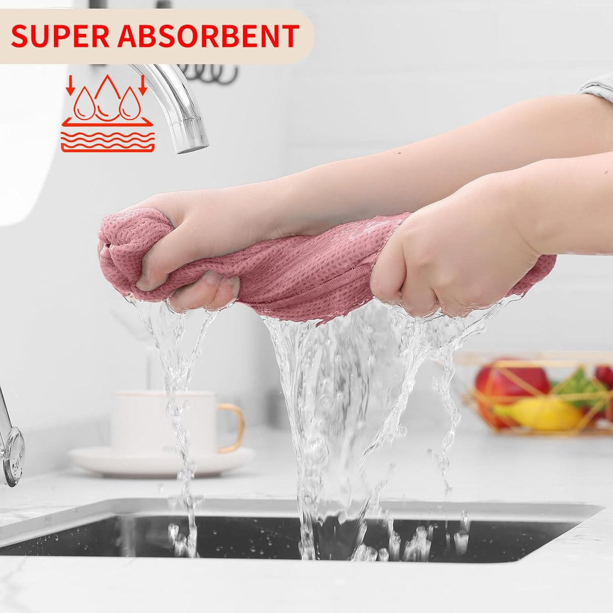 Homaxy 100% Cotton Waffle Weave Kitchen Dish Towels, Ultra Soft Absorbent Quick Drying Cleaning