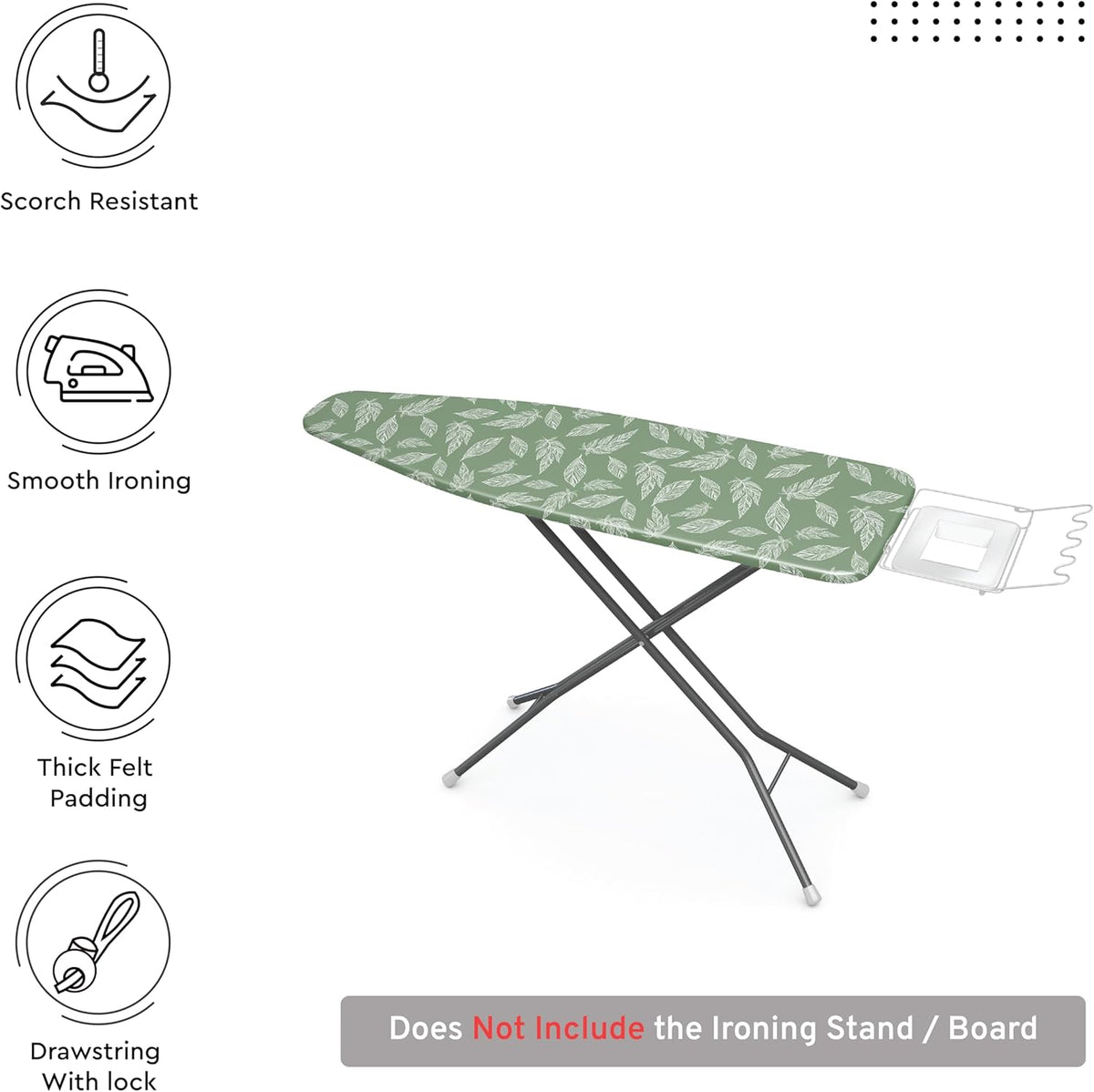 Encasa XO Ironing Board Cover and Pad 57"x22" - Thick 3mm Felt Padding, Drawstring Tightening &