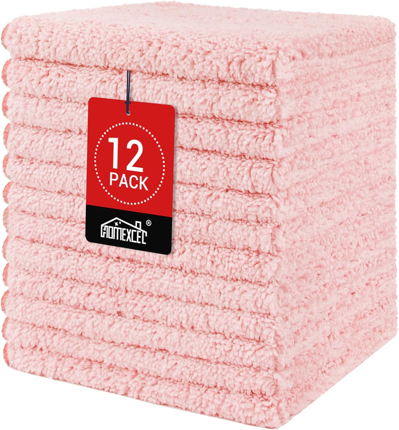 HOMEXCEL Microfiber Washcloths 12 Pack, Highly Absorbent and Soft Face Towel, Multi-Purpose Wash