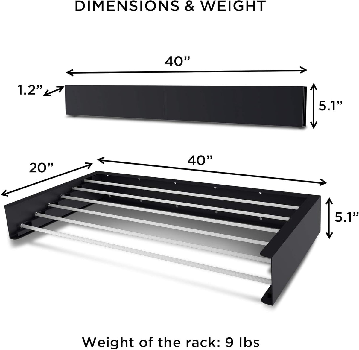 Step Up Laundry Drying Rack, Wall Mounted, Retractable Clothes Drying Rack, 60lbs Capacity, 20