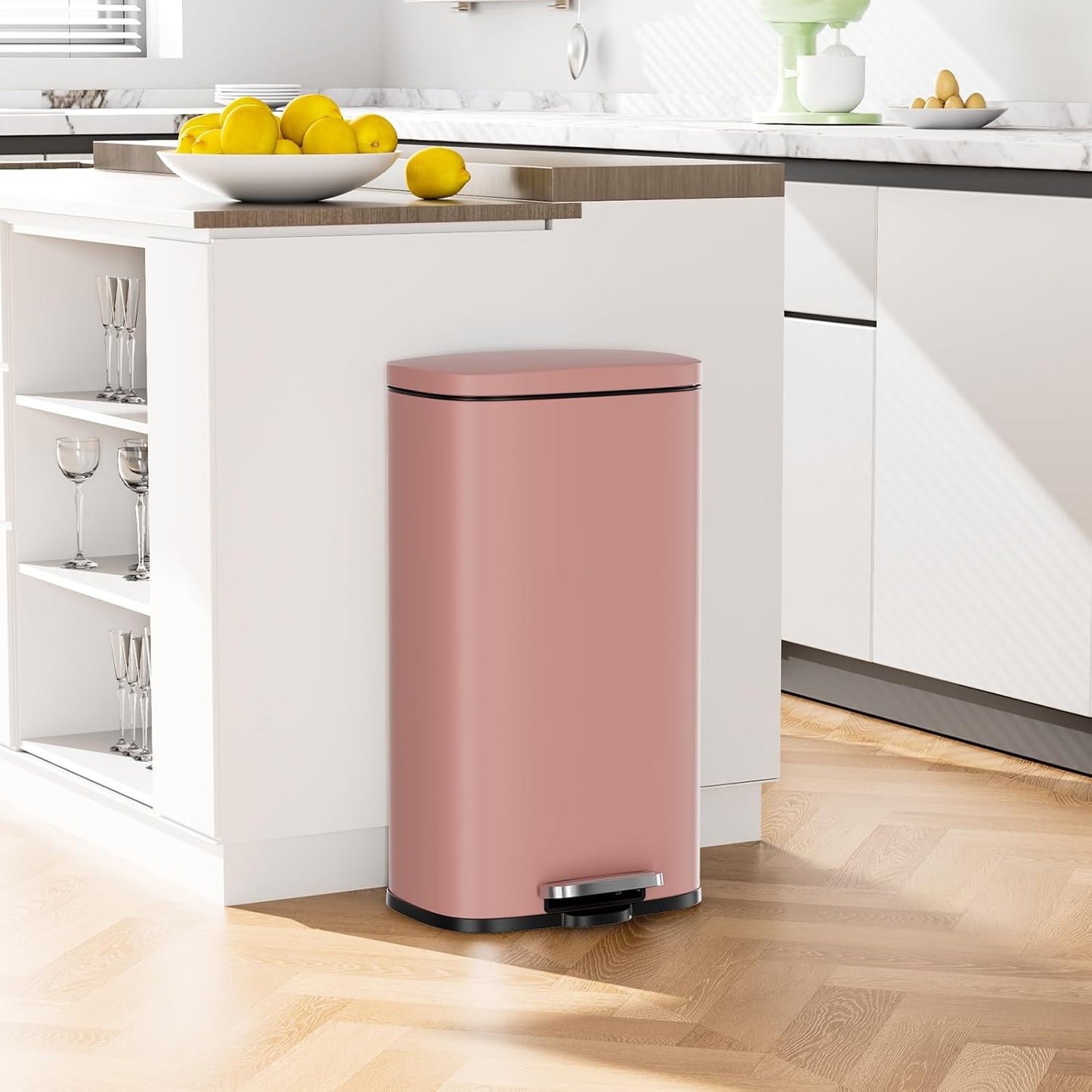 Arlopu 8/13.2 Gallon Step Trash Can, Stainless Steel Garbage Bin, Soft-Close Rubbish Bin with