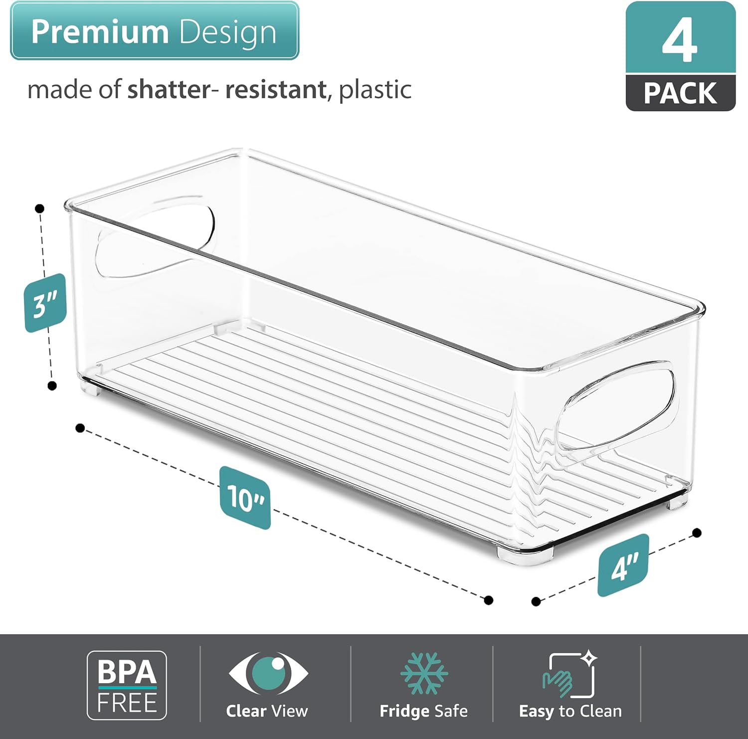 Sorbus Stackable Refrigerator Organizer Bins - Clear Storage Bins for Kitchen Pantry, Freezer &