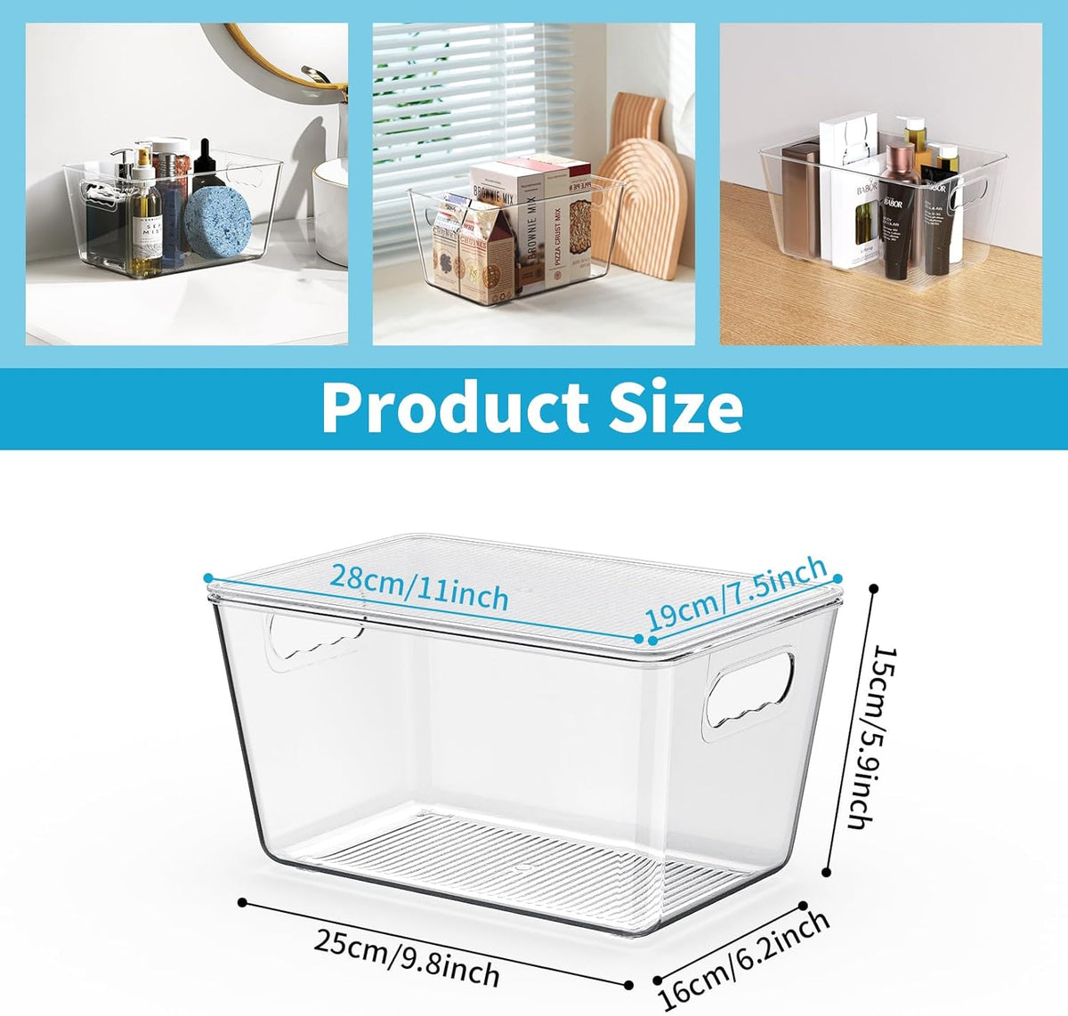 Clear Stackable Storage Bins, Pantry Organizers & Storage Containers, Cabinet Organizer, Home