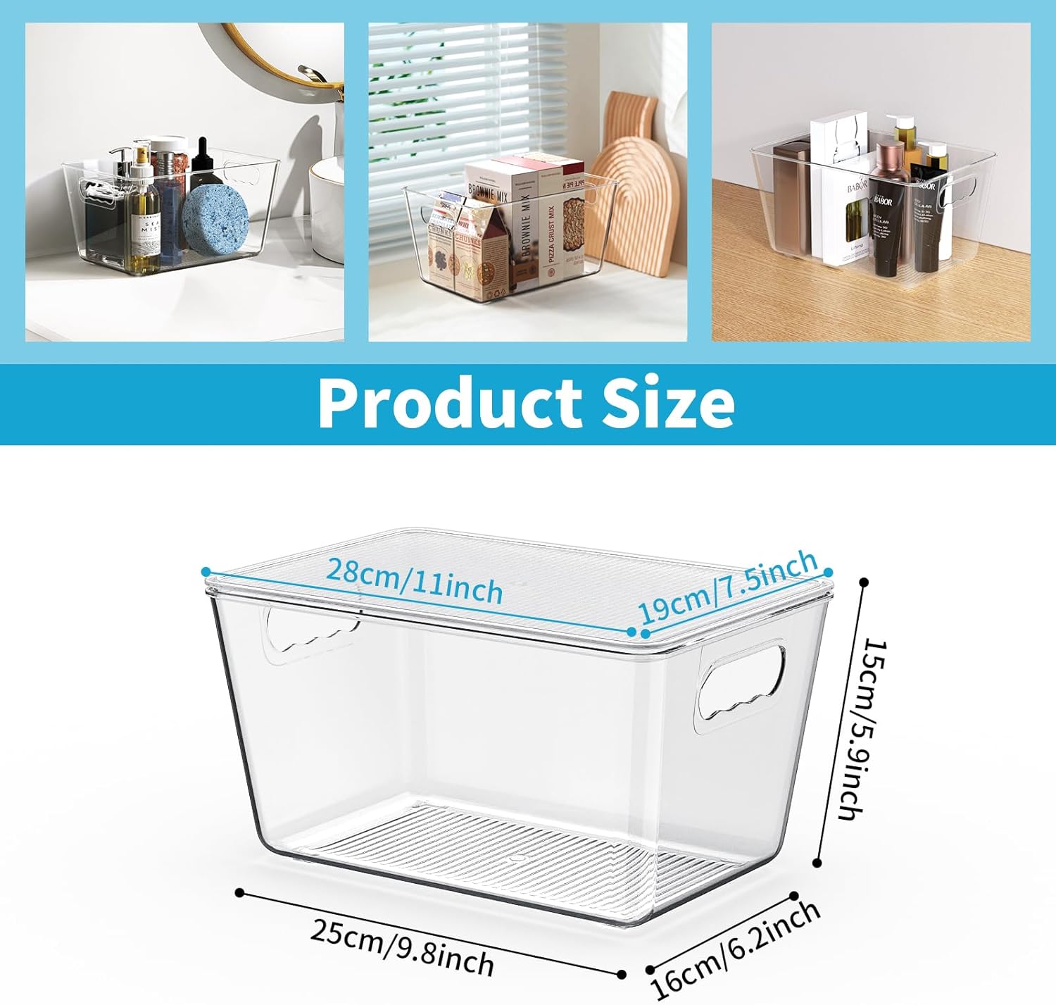 Clear Stackable Storage Bins, Pantry Organizers & Storage Containers, Cabinet Organizer, Home