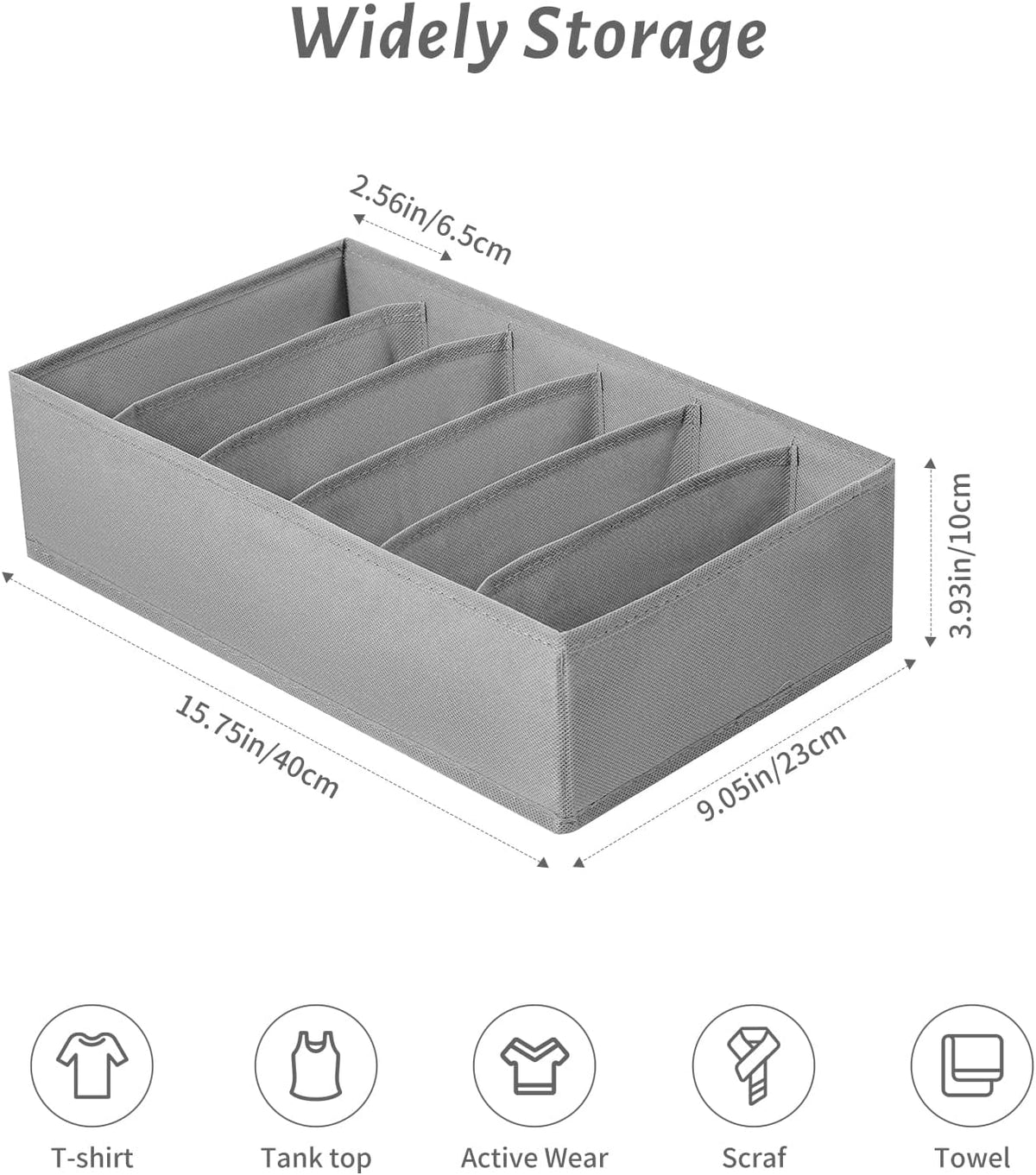 4 Packs T-shirt Drawer Organizers for Clothing,6 Grids Compartment Wardrobe Storage Box, Washable