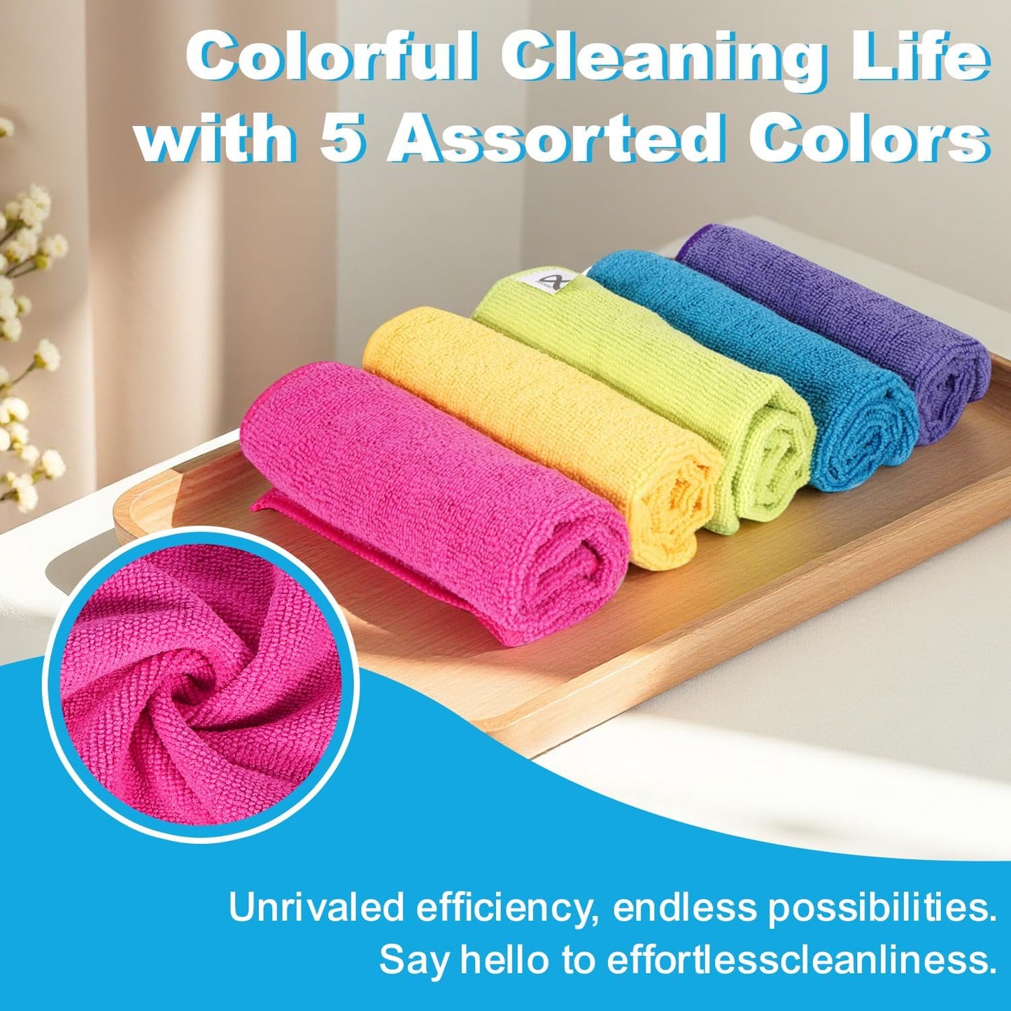 Microfiber Cleaning Cloths, 15 Pack Cleaning Rags, Wet and Dry Use Cleaning Towels, Highly