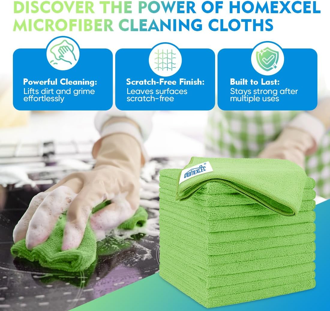 HOMEXCEL Microfiber Cleaning Cloth 20 Pack 11.5 x 11.5 Inch Microfiber Towels for Cars Ultra