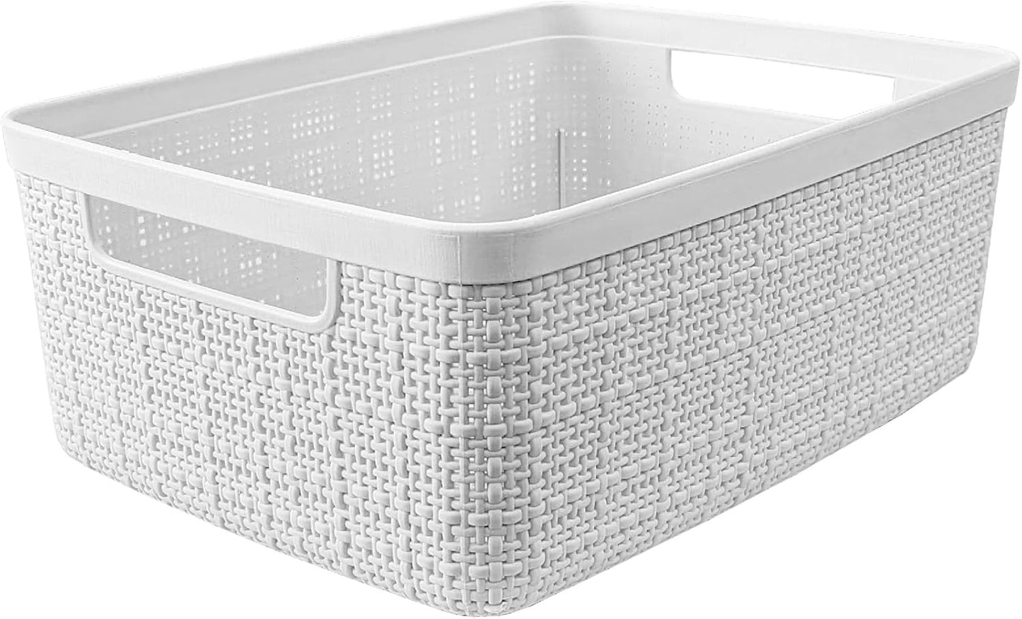 Curver Set of 8 Jute Small Decorative Plastic Organization and Storage Baskets, Perfect Bins for