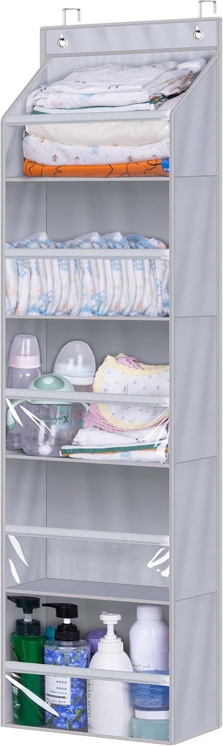 AOODA Over the Door Organizer, Large Capacity Closet Door Hanging Organizer, Clear Deep Pockets