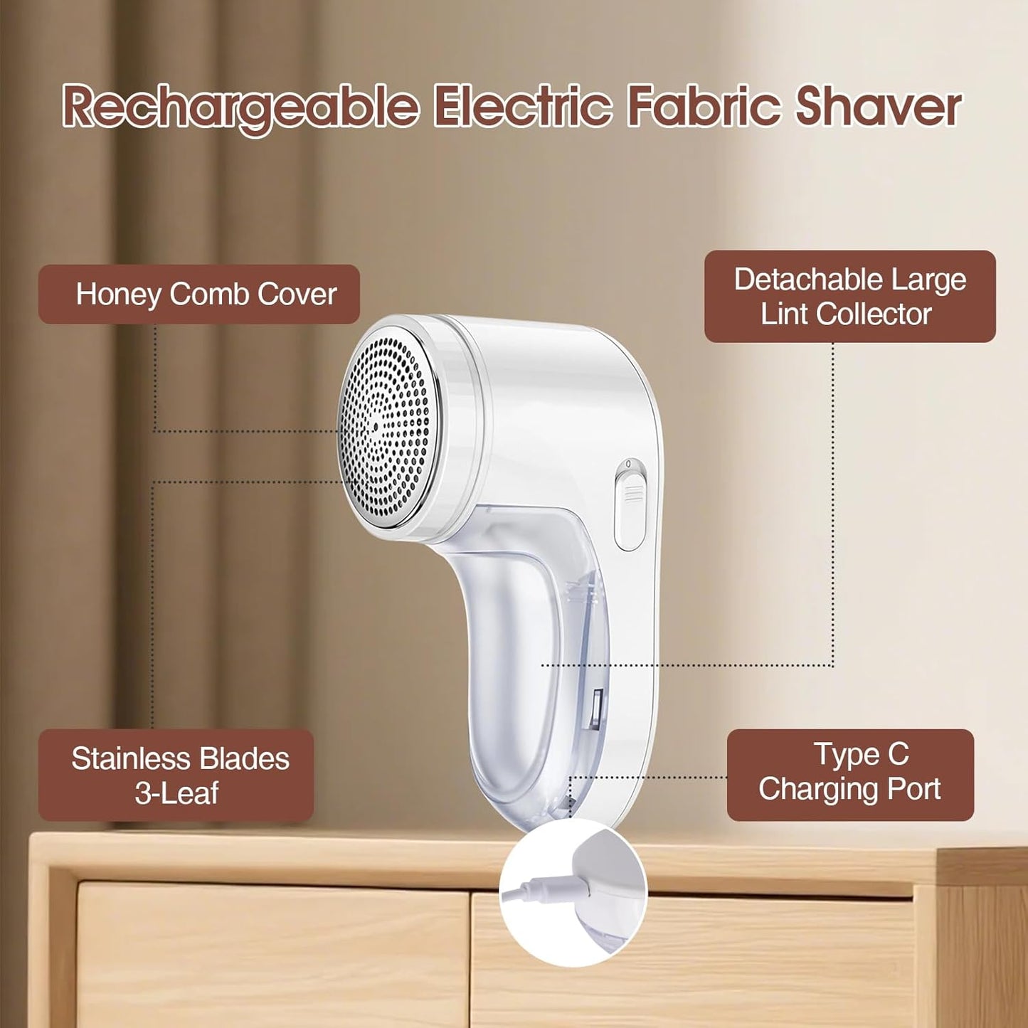 Electric Fabric Shaver, Lint Remover for Clothes, Rechargeable Sweater Shaver to Remove Fuzz and