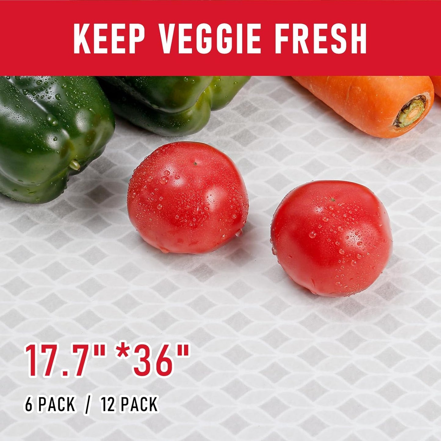 Cooyes 12 Pack Large Refrigerator Liners 17.7" x 36", Absorbent Strong Grip Fridge Liners Washable