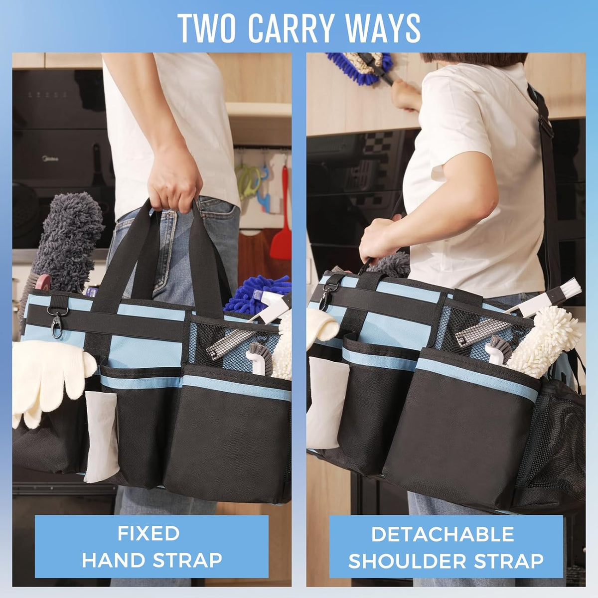 Wearable Cleaning Caddy, Cleaning Caddy Supplies Organizer with Handle & Shoulder Straps for
