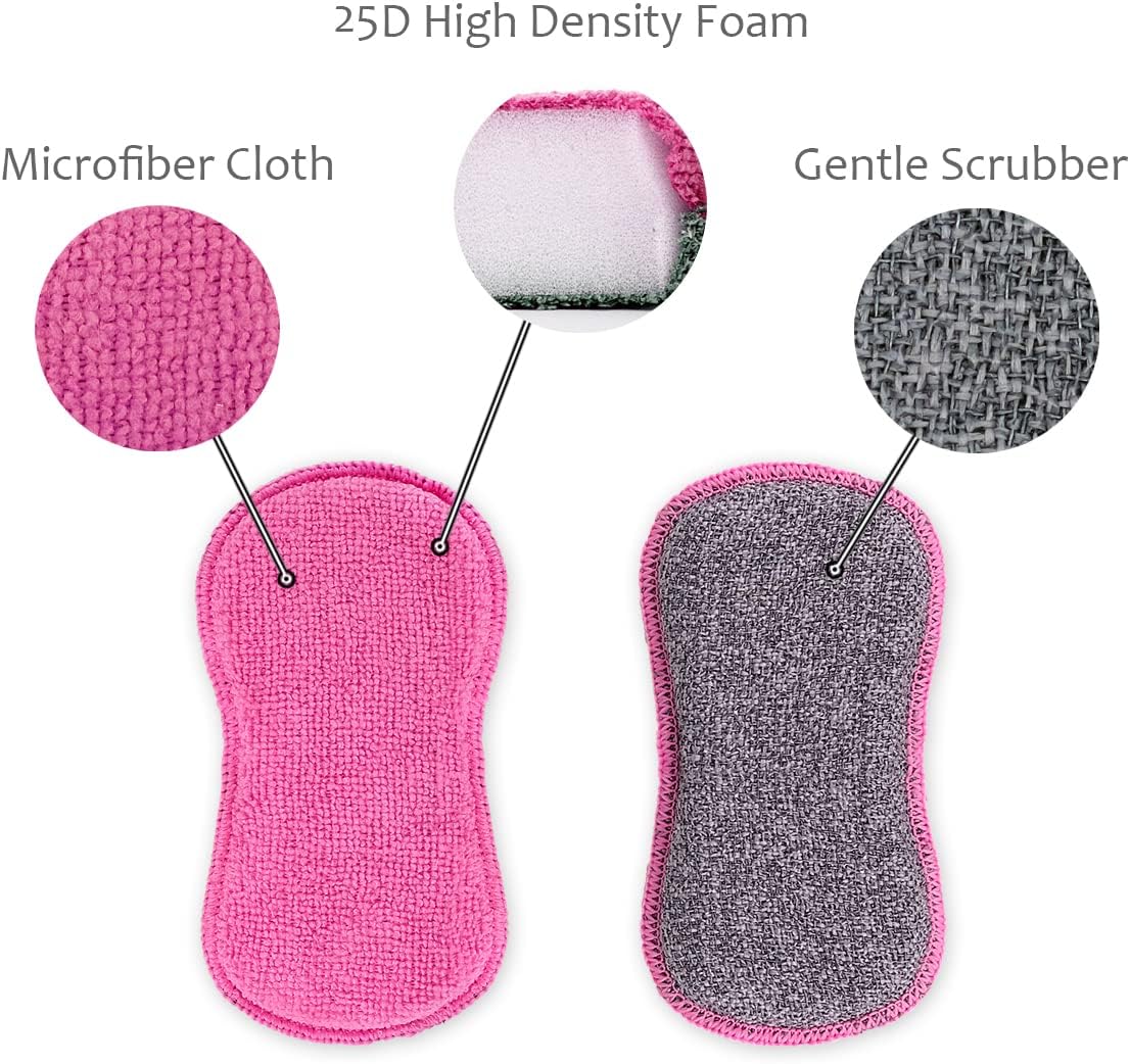 UPSTAR Dish Sponges Kitchen, Microfiber Cleaning Scrubber for Dishwashing, Sink, Basin and