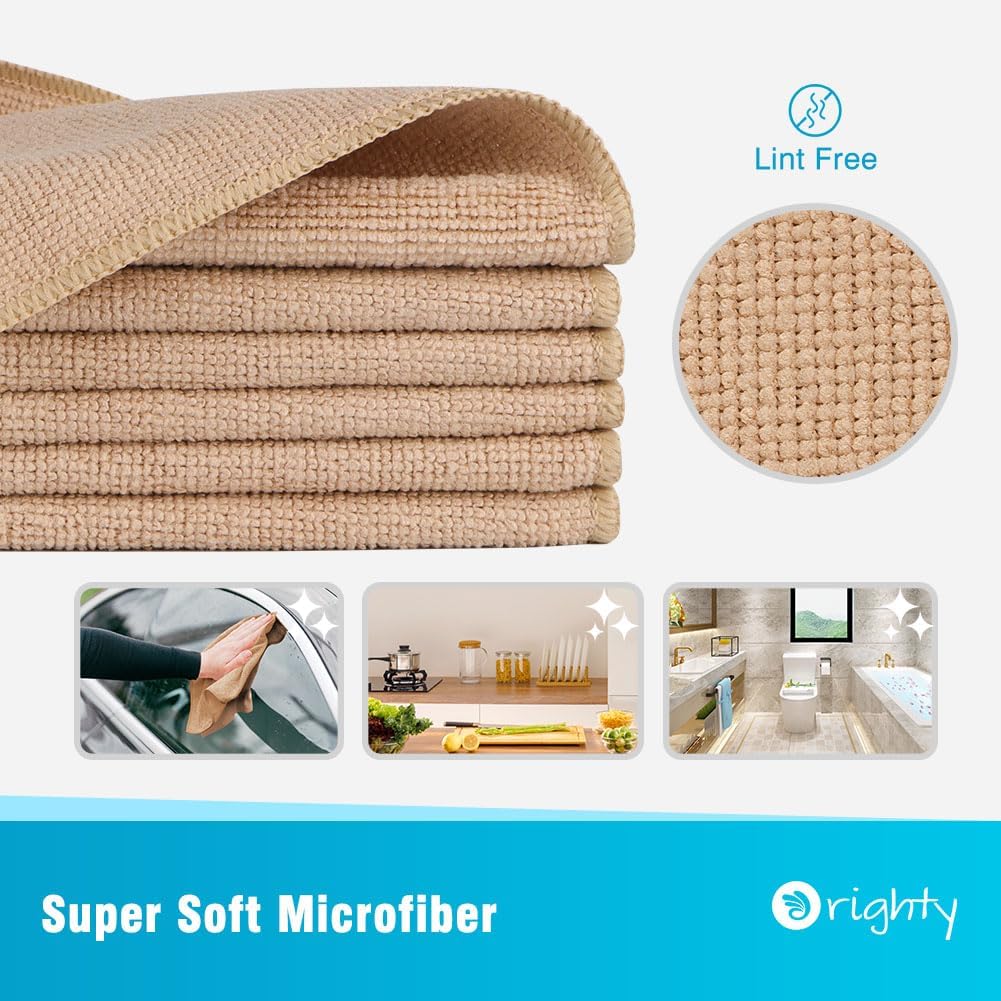 Orighty Microfiber Cleaning Cloth, 12 Pack Microfiber Towels for Cars, Highly Absorbent Car
