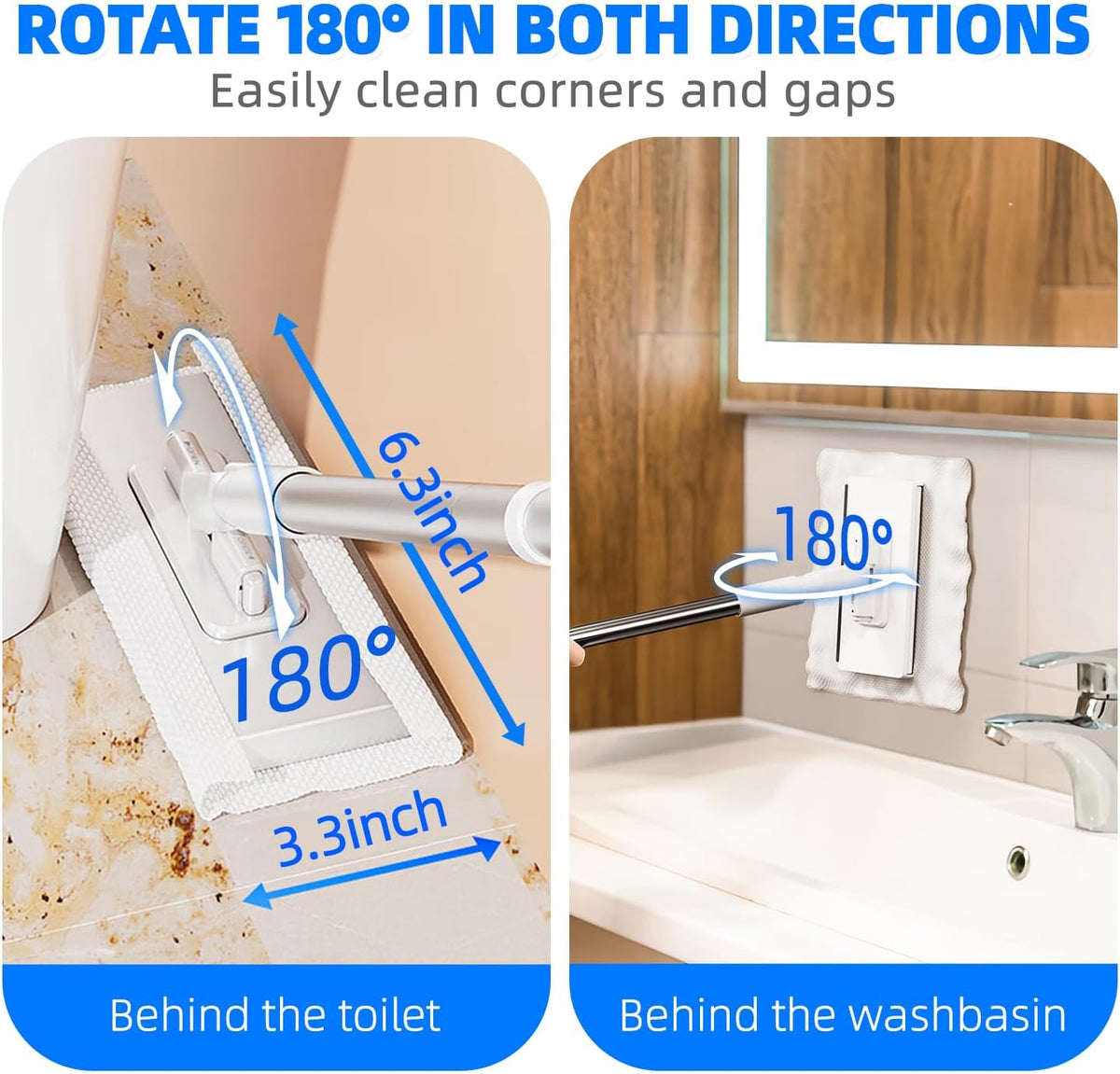 2025 New Mini Disposable Dust Mop with 20 Dry Wet Disposable Pads No-Touch Dirty Cleaning Dust Mop