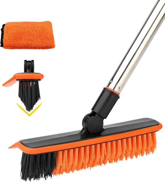 2 in 1 Floor Scrub Brush Grout Brush with 57.8" Long Handle,120°Rotatable Shower Tile Grout Cleaner