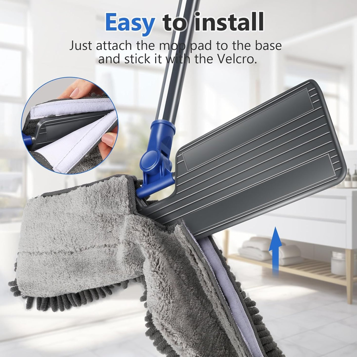 Masthome Microfiber Mops for Floor Cleaning,Dust Mop with 4 Reusable Pads,Flat Flip Mops for Wet &