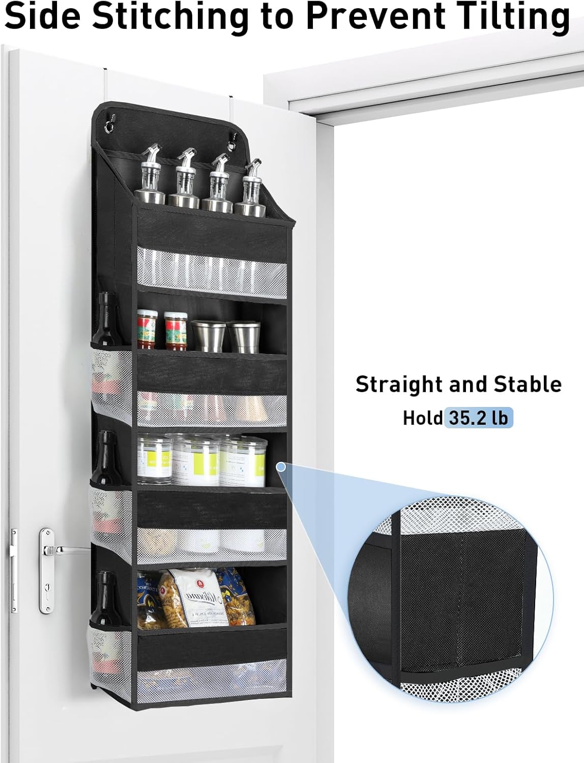 Yecaye 1 Pack Over the Door Organizer, 35.2lbs Load Toy Stuffed Animal Storage, Swing-proof Hanging