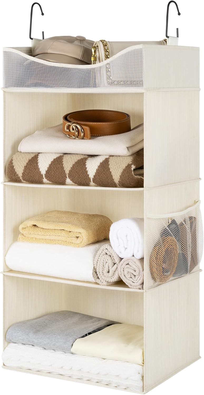 StorageWorks Hanging Closet Organizer, 3-Shelf Hanging Closet Shelves with Top Shelf, 15 ¾"W x 12"