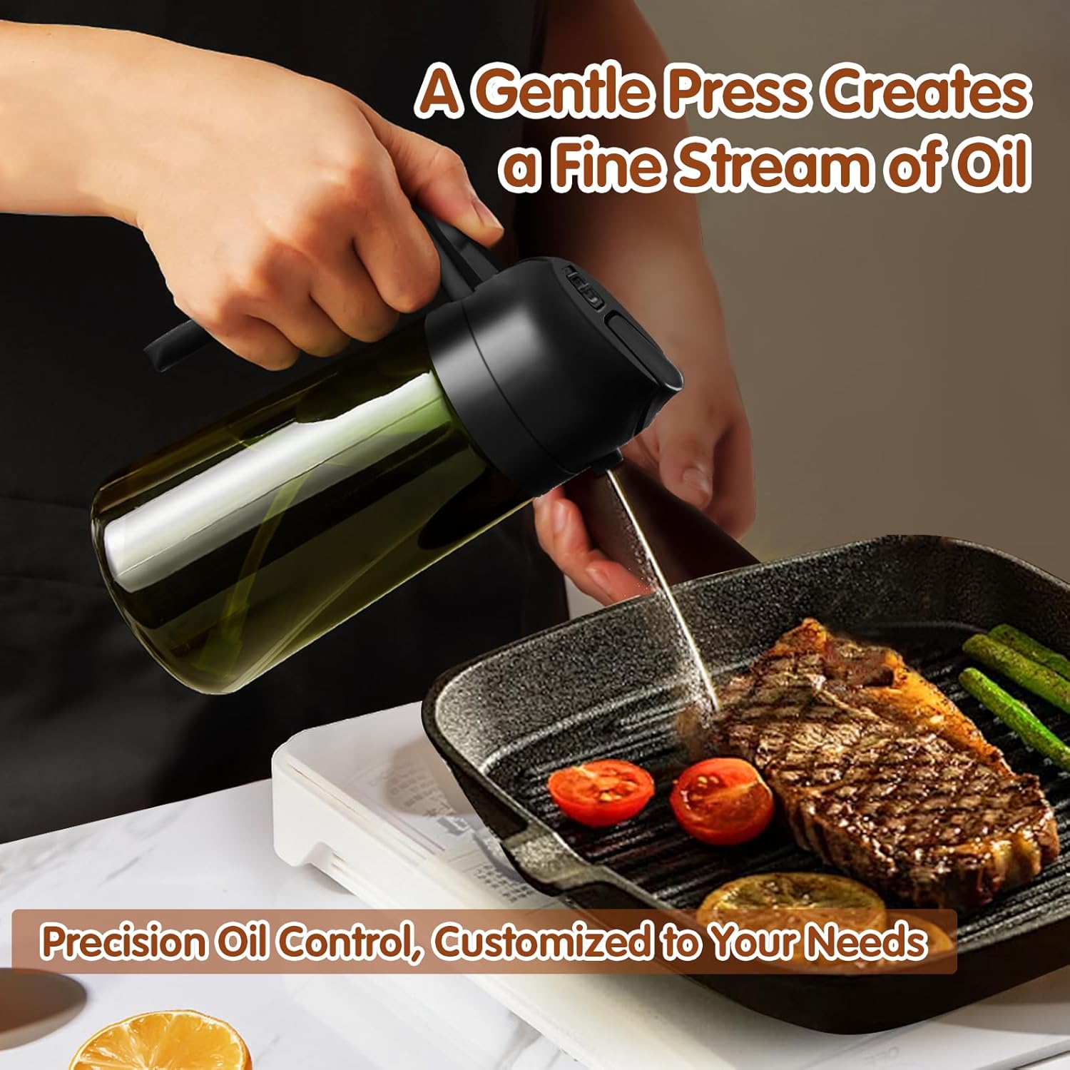 YARRAMATE 16oz/470ml 2PCS Light Blockage Dark Oil Sprayer for Cooking, 2 in 1 Olive Oil Dispenser