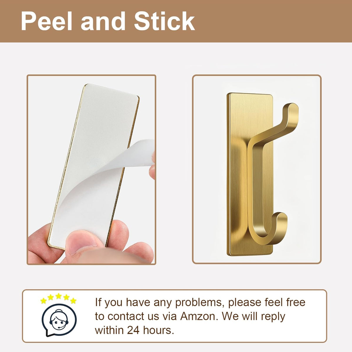 pickpiff Self Adhesive Hooks, Extra Sticky 10LB (Max), Heavy Duty Stainless, Stick On Wall and Door