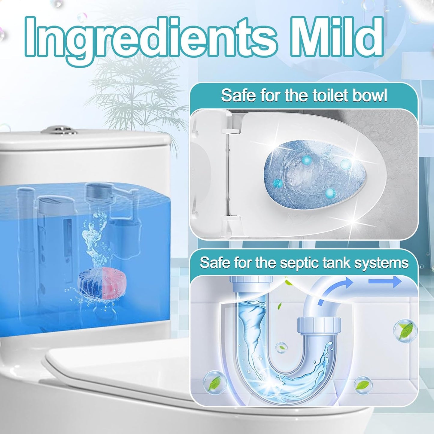 Toilet Bowl Cleaner Tablets 40 Packs, Two Colors Toilet Bowl Cleaners with Sustained-Release