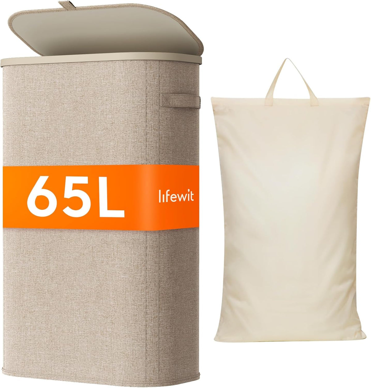 Lifewit 65L Slim Laundry Basket with Lid, Narrow Large Laundry Hamper with Plastic Handles and