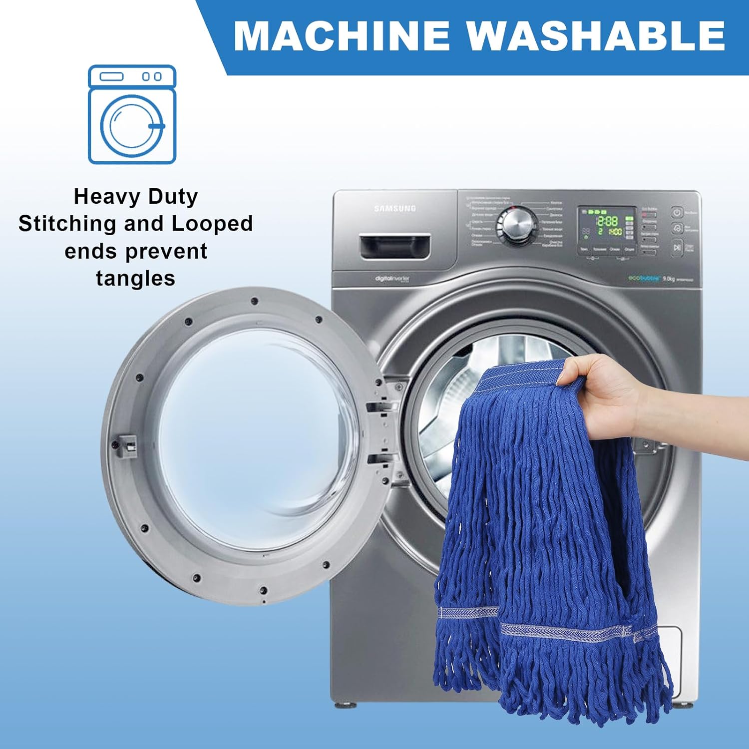 3 Pack Reusable Cleaning Heavy Duty Mop Heads Commerical Replacement Mop Heads Suitable for Heavy
