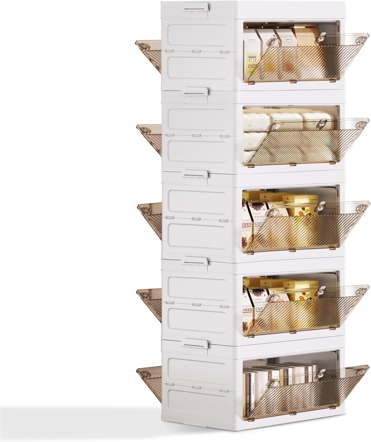QudraKast 5-Tier Stackable Plastic Storage Bins - 23QT Stackable Storage Bins - Closet Organization