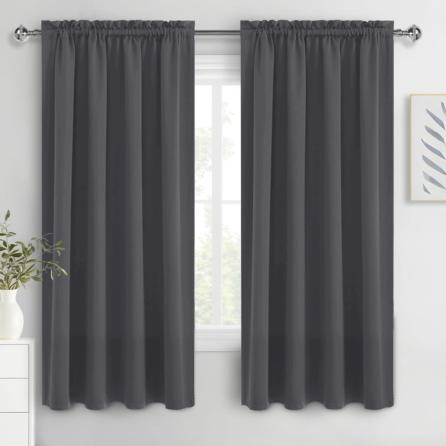 DWCN Blackout Curtains for Bedroom 63 Inch Length 2 Panels Set, Solid Thermal Insulated Energy