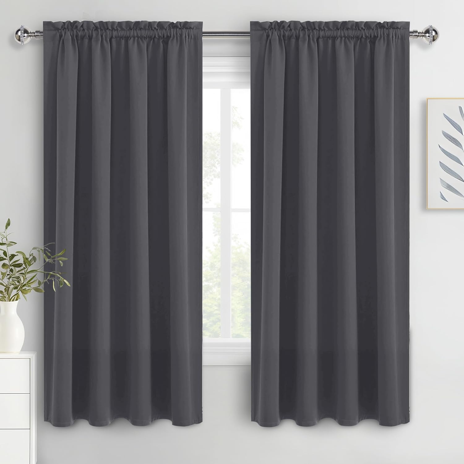 DWCN Blackout Curtains for Bedroom 72 Inch Length 2 Panels Set, Solid Thermal Insulated Energy
