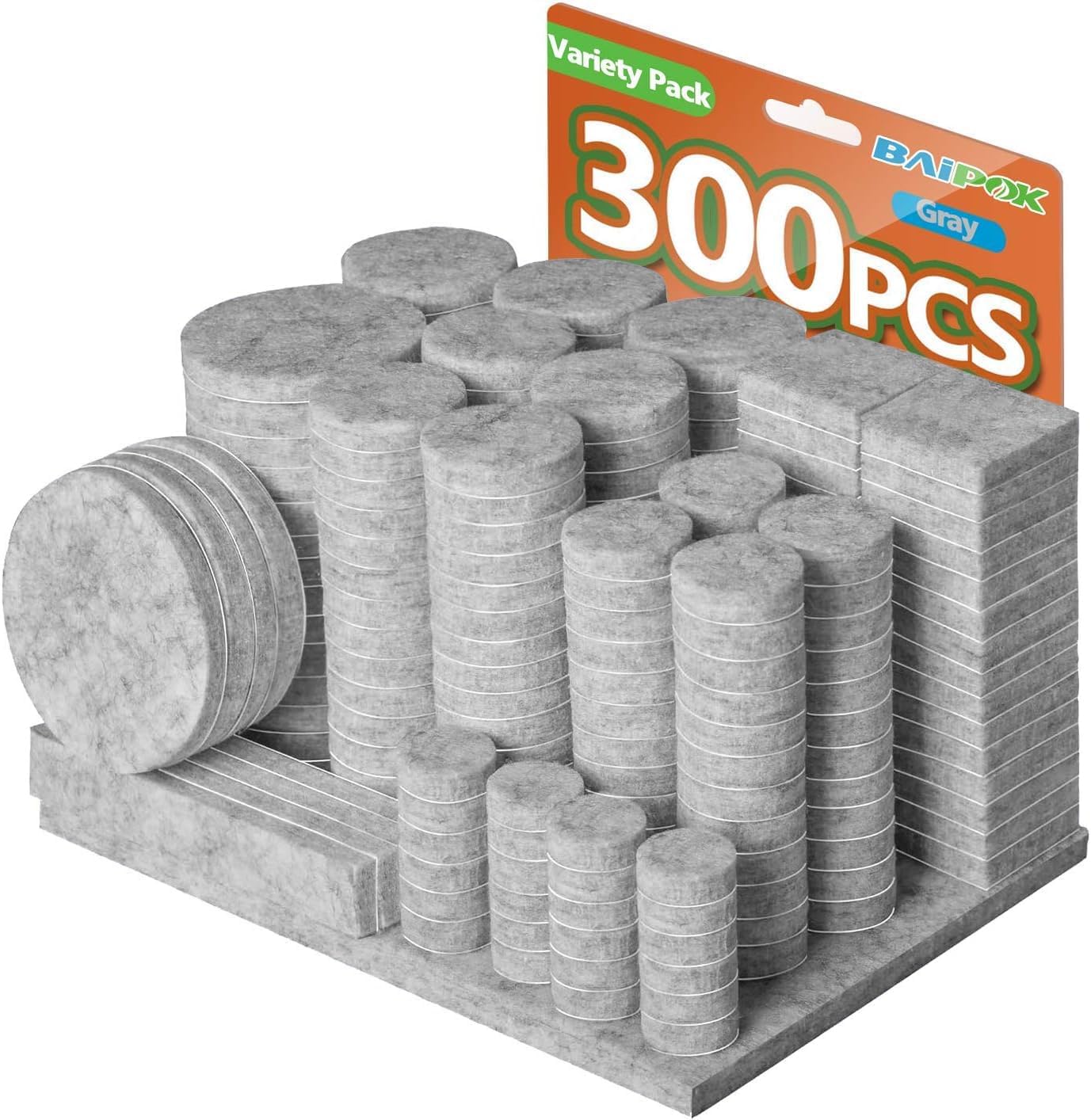 Furniture Pads 300 Pcs Premium Furniture Felt Pads (Grey), Huge Quantity Self Adhesive Felt