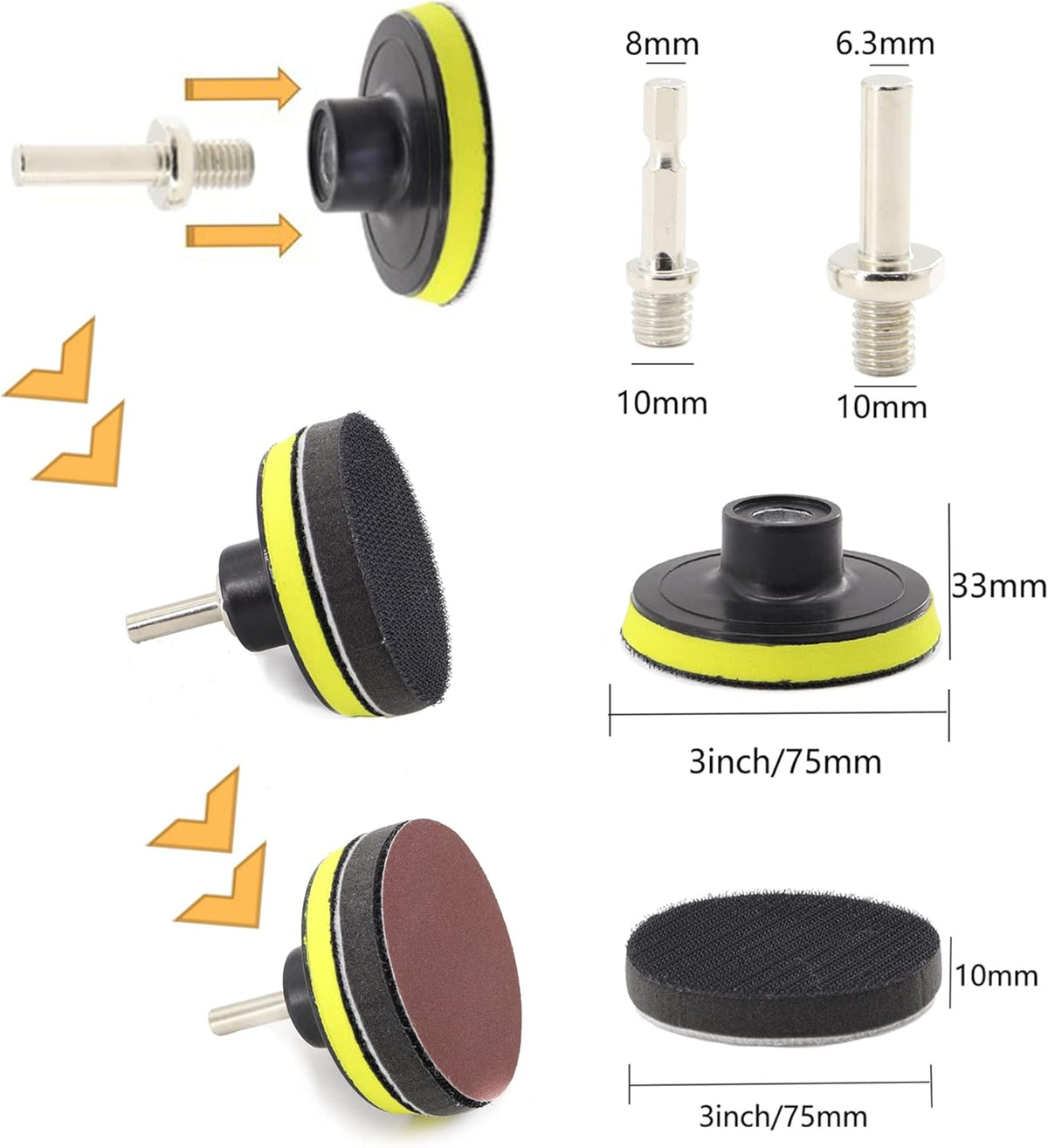 104PCS Car Headlight Restoration Kit - 3Inch Sanding Discs, Wool & Sponge Buffing Pads, Interface