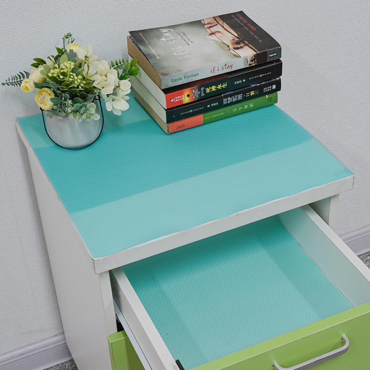 BOPART 12Pcs Refrigerator Liners Washable Fridge Shelf Liners Mats for Freezer Glass Shelves