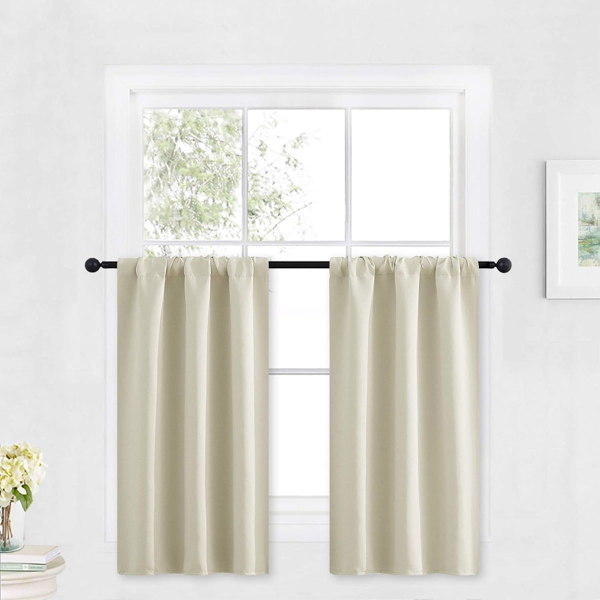 RYB HOME Bathroom Window Curtains - Super Soft Blackout Privacy Curtains for Baby Nursery Bedroom