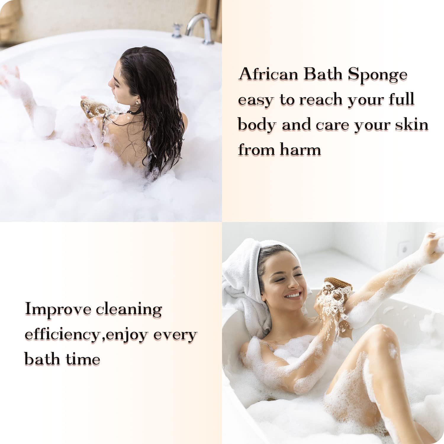 Dr.Pedi 3 Pieces African Net Sponge with Handles Long African Exfoliating Net Washcloth Bath Sponge