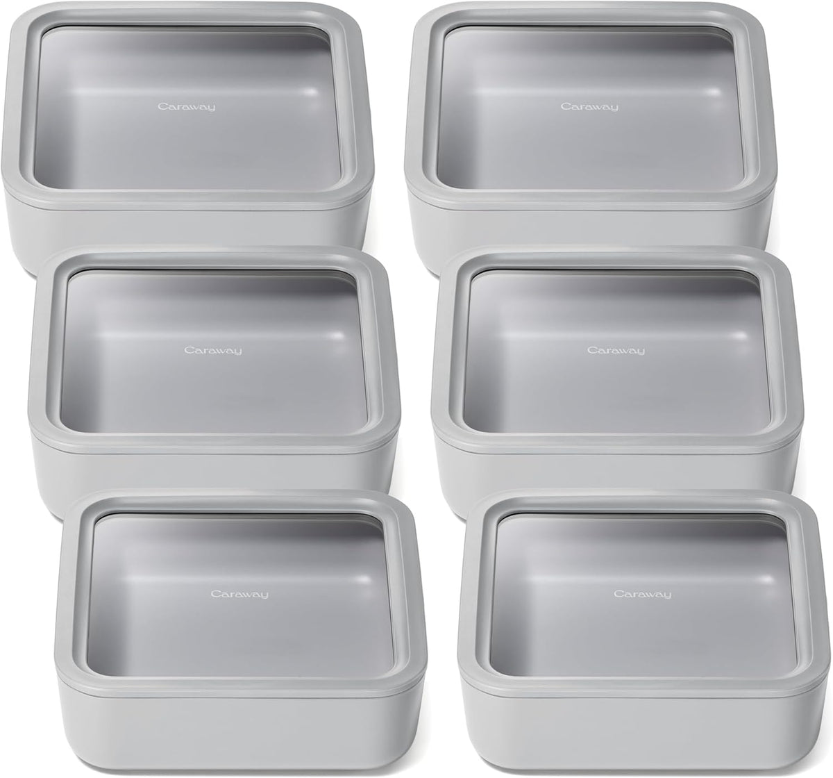 Caraway 6pc Glass Food Storage Set – 10 Cup Food Containers (6) - Ceramic Coated - Non Toxic, Non