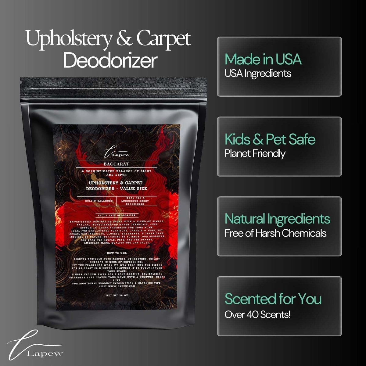 Baccarat Carpet Freshener Powder Refill 36 oz | Powerful Odor Eliminator for Home | Upholstery