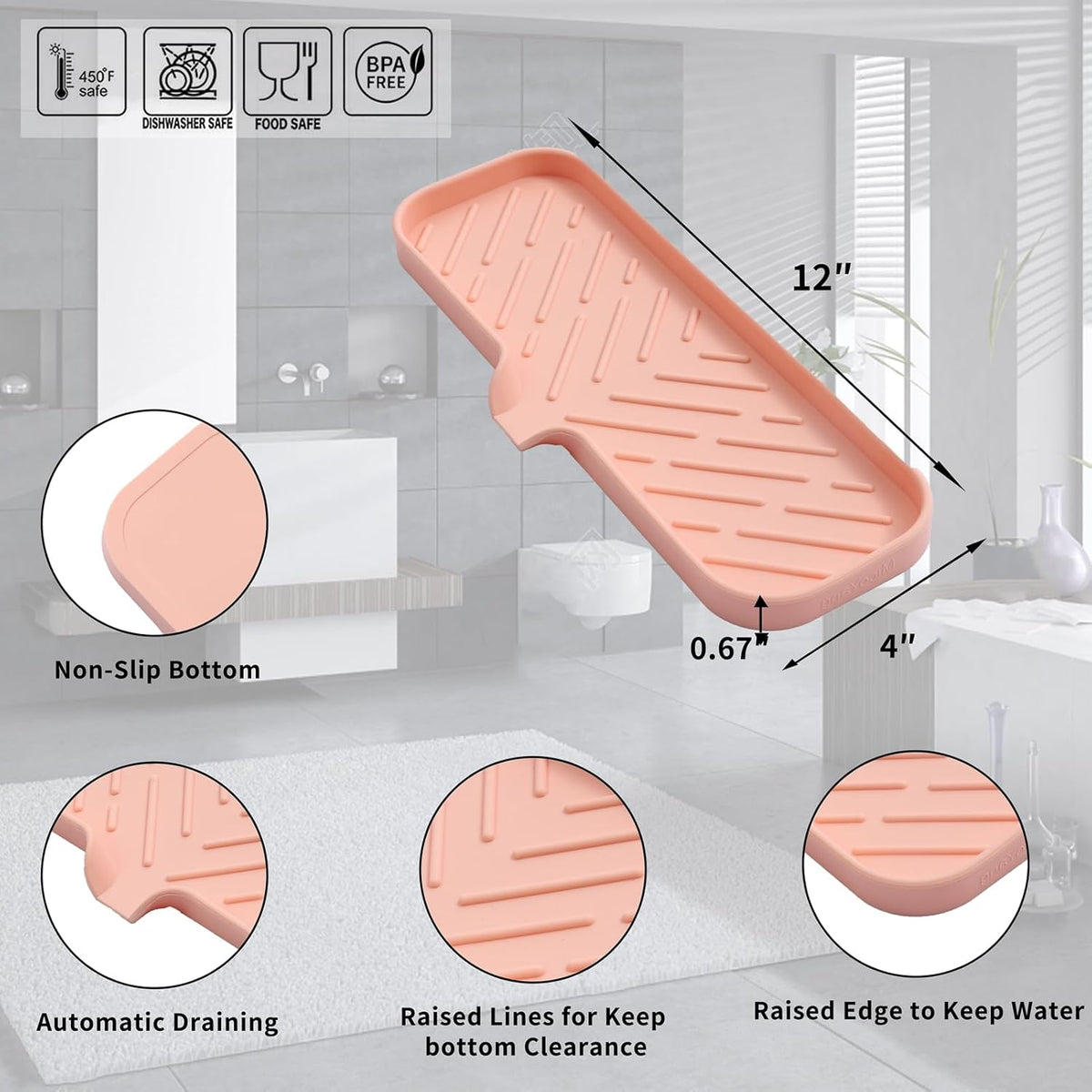 Silicone Bathroom Soap Dishes with Drain Spout-Bathroom and Kitchen Sink Organizer,Sponge