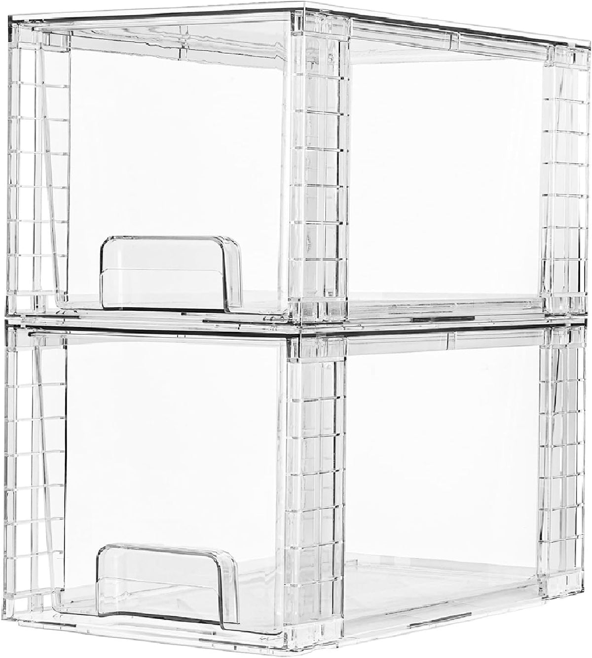 Vtopmart 2 Pack Large Stackable Storage Drawers,Clear Acrylic Drawer Organizers with Handles
