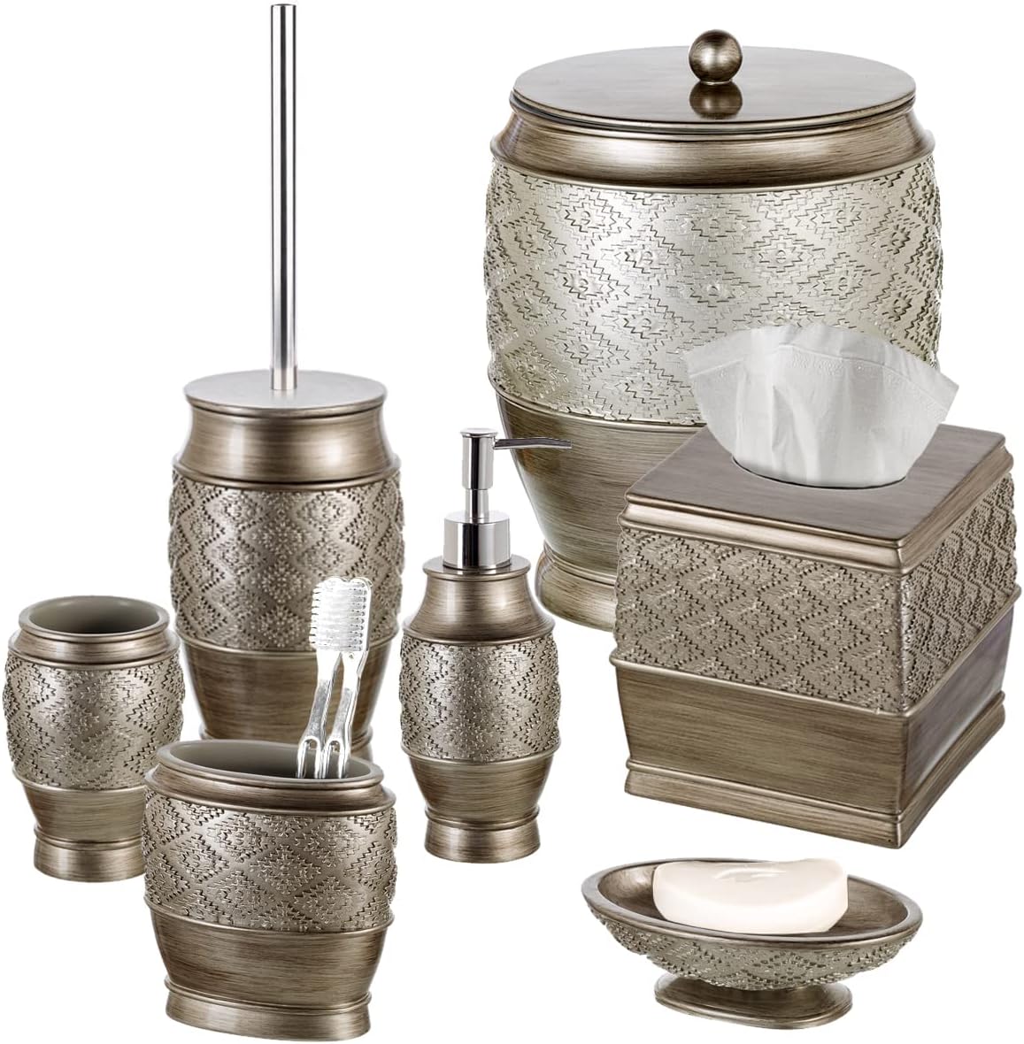 Creative Scents Dublin Silver Toilet Brush Set - Toilet Bowl Cleaner Brush and Holder - Decorative