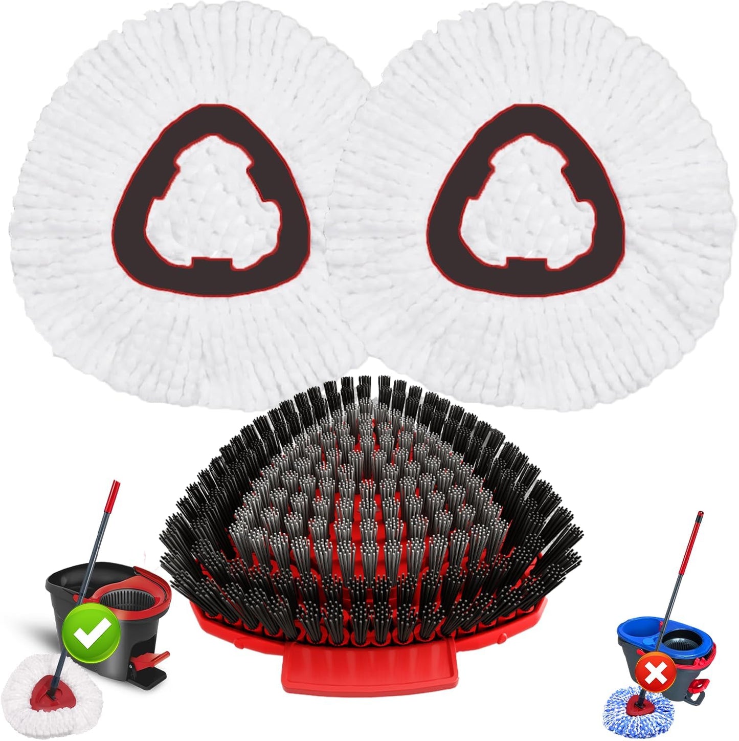 Spin Mop Head Replacement for O Cedar EasyWring 1-Tank System, 2 Mop Replace Heads + 1 Upgrade