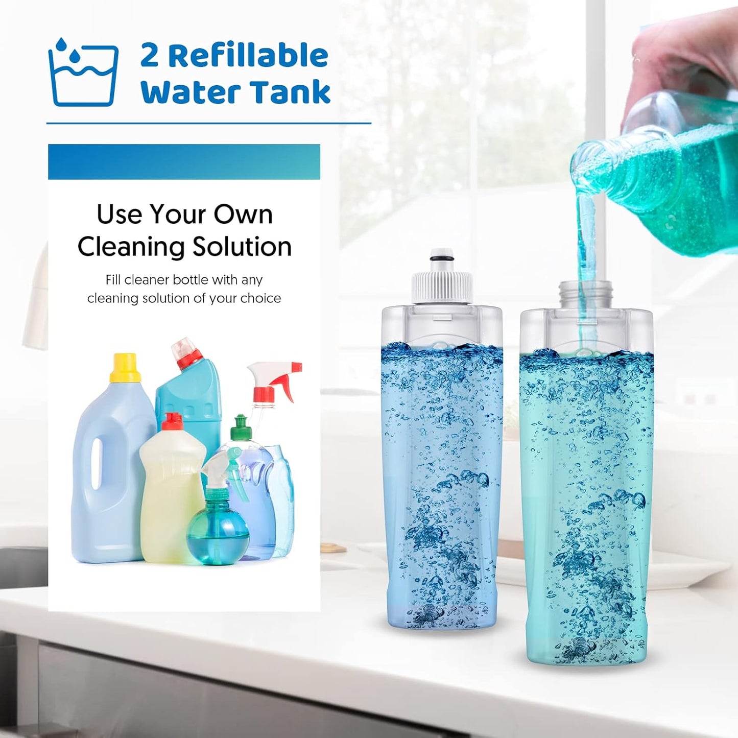 MEXERRIS Spray Wet Mops with 5X Washable Pads for Floor Cleaning, Dust Mops with 2X Bottles