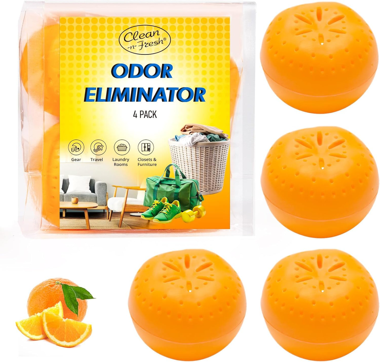 4 Pack Baking Soda Deodorizers, Shoe Deodorizer Balls, Air Freshener for Home, Odor Eliminator for