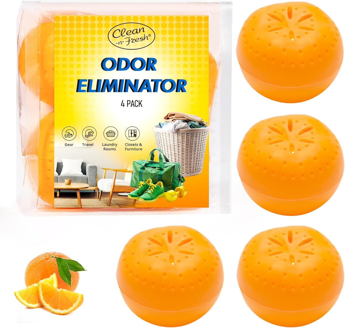 4 Pack Baking Soda Deodorizers, Shoe Deodorizer Balls, Air Freshener for Home, Odor Eliminator for