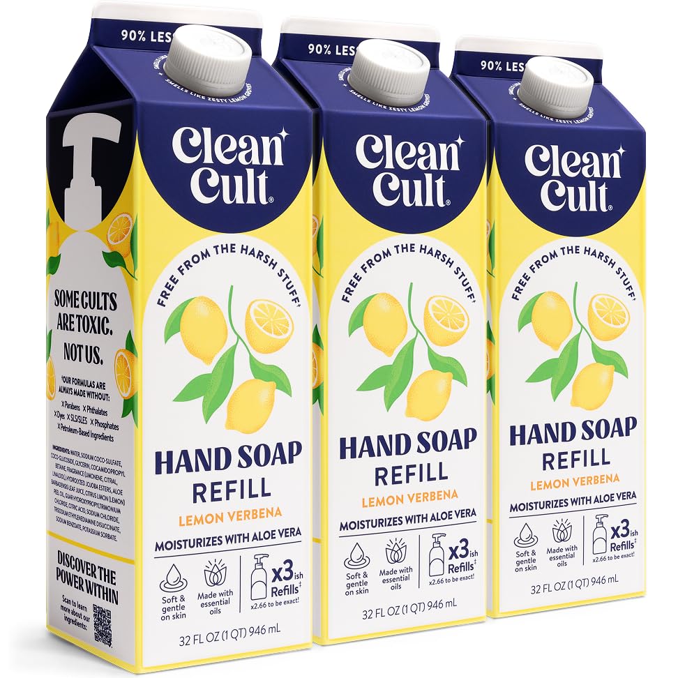 Cleancult Liquid Hand Soap Refills - Lemon Verbena - Moisturizes Dry & Sensitive Skin - Made with
