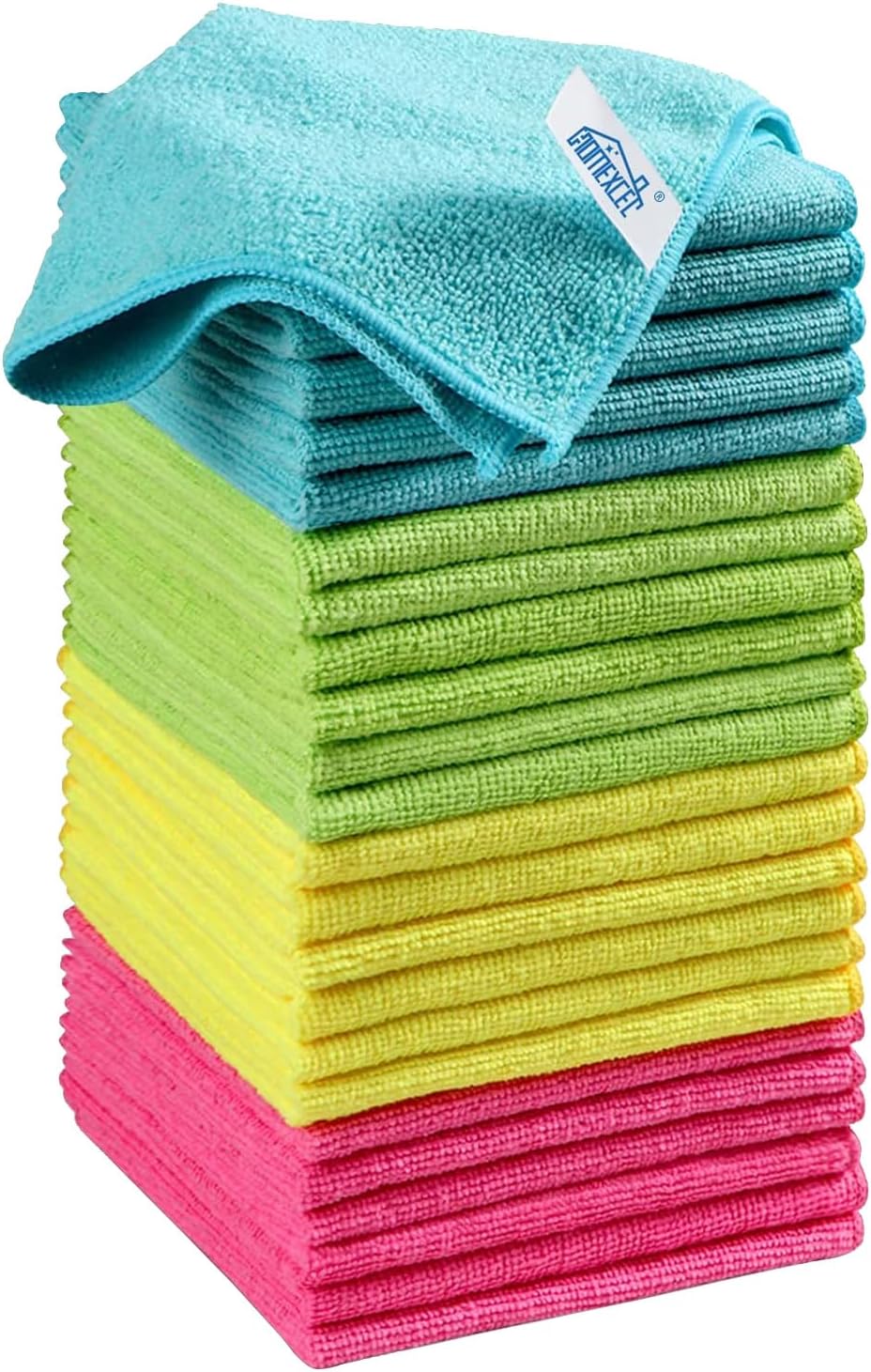 HOMEXCEL Microfiber Cleaning Cloth, 24 Pack Cleaning Rags, Cleaning Towels with 4 Color Assorted